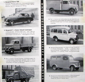 Borgward Modelprogram 1953 "Borgward bietet" Carbrochure (10053)